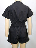 Casual Woven Color-Blocked Striped Top and Wide-Leg Shorts Two-Piece Set CH-391521