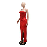 Sexy Strapless High-Slit Sequined Double-Layered Dress CYA-902301