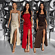 Sexy Strapless High-Slit Sequined Double-Layered Dress CYA-902301