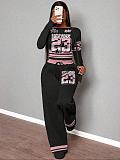 Casual Printed Long-Sleeve Straight-Leg Sports Pants Set RS-7201