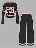 Casual Printed Long-Sleeve Straight-Leg Sports Pants Set RS-7201