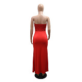 Sexy Strapless High-Slit Sequined Double-Layered Dress CYA-902301