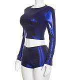 New Slim Fit Gold Foil Long-Sleeve Shorts Set RS-25ST444
