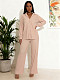 Casual Button-Up Long-Sleeve Shirt and High-Waisted Drawstring Straight-Leg Pants Suit RS-L318