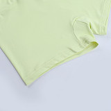 Sexy Sporty Halter Neck Backless Tight Tank Top and Shorts Set FLY-26011