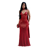 Sexy Mesh Camisole V-Neck Sequined Dress BY-7647