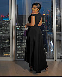 Solid Color Off-Shoulder Fitted Waist Dress QZ-1923
