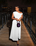 Solid Color Off-Shoulder Fitted Waist Dress QZ-1923