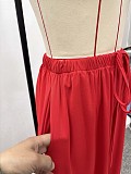 Casual Fitted Waist Halter Neck Strapless Top With Tie-Waist Wide-Leg Pants Set QZ-8179