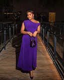 Solid Color Off-Shoulder Fitted Waist Dress QZ-1923