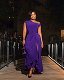 Solid Color Off-Shoulder Fitted Waist Dress QZ-1923