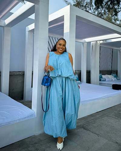 Casual Sleeveless Loose Fit Slim Waist Short Top and Wide Leg Pants Two-Piece Set QZ-7510