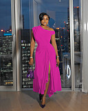 Solid Color Off-Shoulder Fitted Waist Dress QZ-1923
