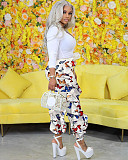 Camouflage Printed Ruffled Casual Women Long Pants SHANM-6172