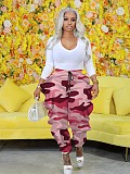 Camouflage Printed Ruffled Casual Women Long Pants SHANM-6172