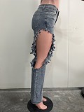 Sexy Ripped Wash Denim Jeans Wholesale SHANM-6199