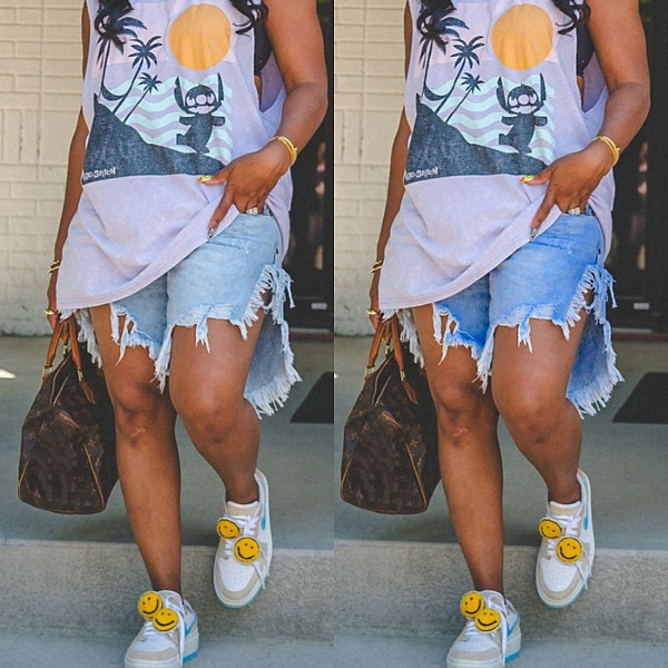 Summer Fringe Ripped Denim Shorts RS-2419
