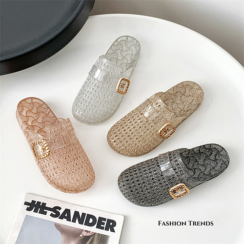 Transparent Crystal Head-covering Boodles Slippers For Women Summer Outerwear RS-559