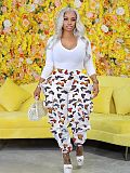 Camouflage Printed Ruffled Casual Women Long Pants SHANM-6172