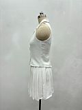 Fashion Summer Sleeveless Suit Vest and Pleated Mini Skirt Two-Piece Set QZ-SH735