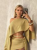 Sexy Breathable Off-Shoulder Top With Strappy Bodycon Skirt Set RS-A740