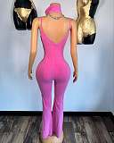 Sexy Hot Selling Strappy Washed V-Neck Tight Denim Jumpsuit RS-T111