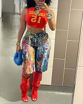 Casual Ink Splatter Oil Painting Straight Leg Shorts XT-8507