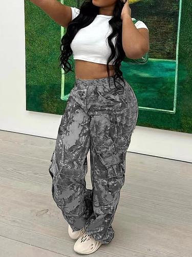 Casual Camouflage Loose Fit Zipper Pocket Pants MJL-8028
