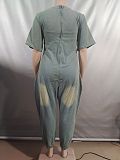 Fashionable and Unique Large Pocket Washed Denim Jumpsuit RS-41015