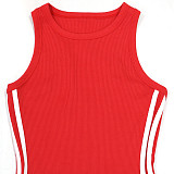 Sexy Sleeveless Round Neck Pleated Mini Dress CYA-901755