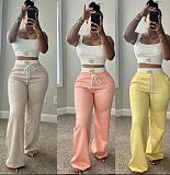 Casual Vest Top With Color Blocking and Double Waistband Layered Pants Two-Piece Set GB-6614