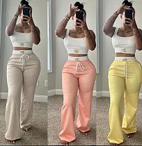 Casual Vest Top With Color Blocking and Double Waistband Layered Pants Two-Piece Set GB-6614