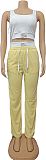 Casual Vest Top With Color Blocking and Double Waistband Layered Pants Two-Piece Set GB-6614