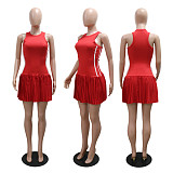 Sexy Sleeveless Round Neck Pleated Mini Dress CYA-901755