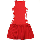 Sexy Sleeveless Round Neck Pleated Mini Dress CYA-901755