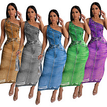 Sexy Best-Selling 3D-Printed One-Shoulder Bodycon Dress RC-3239