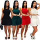 Sexy Sleeveless Round Neck Pleated Mini Dress CYA-901755