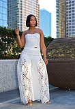 Stylish Solid-Color Two-Piece Set Lace Bandeau Top & Trousers OLY-6169