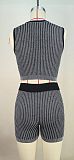 Sexy Knit Two-Piece Set Low-Cut Crop Top & High-Waisted Shorts RS-5514