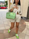 Casual Striped Long-Sleeve Shirt and Shorts Two-Piece Set GLS-100851