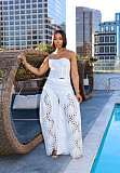 Stylish Solid-Color Two-Piece Set Lace Bandeau Top & Trousers OLY-6169