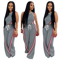 Casual Spring/Summer Two-Piece Set Sleeveless Vest & Wide-Leg Pants YD-0666