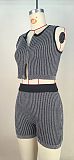 Sexy Knit Two-Piece Set Low-Cut Crop Top & High-Waisted Shorts RS-5514