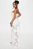 Stylish Solid-Color Two-Piece Set Lace Bandeau Top & Trousers OLY-6169