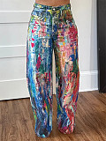 Casual Painted Straight-Leg Jeans OLY-6187