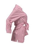 Casual Striped Long-Sleeve Shirt and Shorts Two-Piece Set GLS-100851