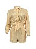 Casual Striped Long-Sleeve Shirt and Shorts Two-Piece Set GLS-100851