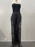 Stylish Solid-Color Two-Piece Set Lace Bandeau Top & Trousers OLY-6169