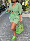 Casual Striped Long-Sleeve Shirt and Shorts Two-Piece Set GLS-100851