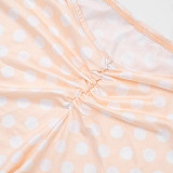 Sexy Polka Dot Print Halter Neck Backless Tank Top and Tight-Fitting Pants Two-Piece Set RS-25ST573